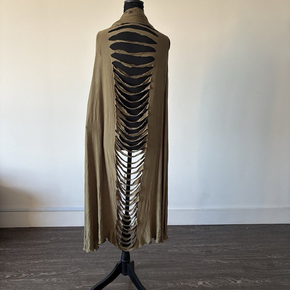 Ashro Open Front Cardigan Vest ONE SIZE MISSY Olive Green Slashed Boho NWT - Picture 11 of 12